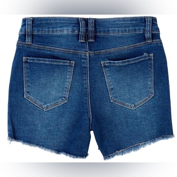 YMI NWT Big Girls Color-blocked Fray Hem Denim Jeans Shorts Size 8 - Picture 2 of 4